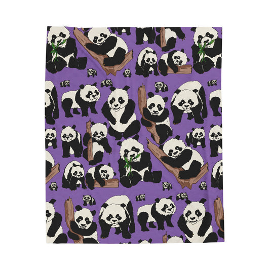 Cozy Panda Velveteen Plush Blanket, Soft Throw for Kids, Cute Animal Decor, Gift for Nature Lovers, Snuggle Up on Cold Nights