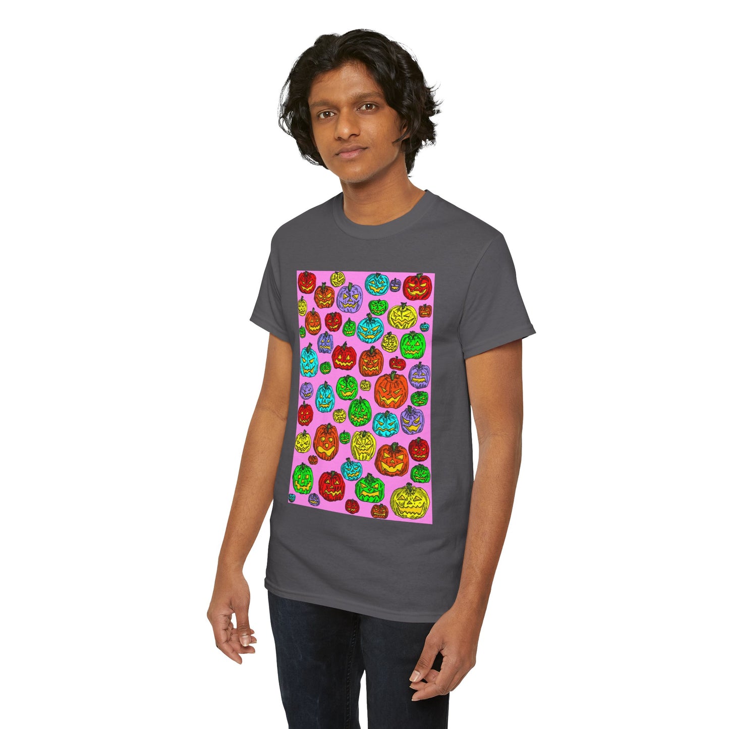 Colorful Pumpkin Graphic Tee, Unisex Cotton T-Shirt, Halloween Costume, Fall Apparel, Trendy Graphic Shirt, Casual Wear