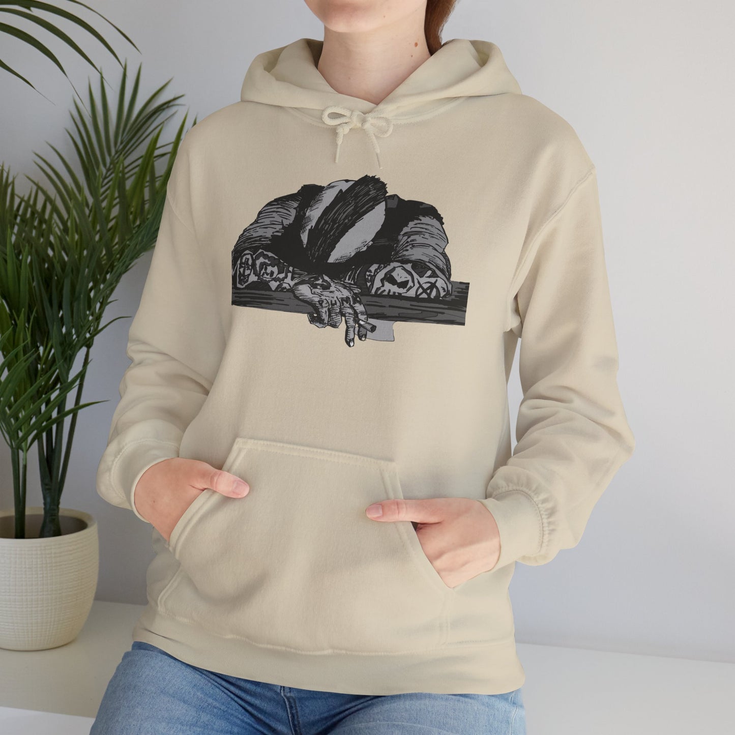 Punk and Done Unisex Hoodie with Artistic Design, Cozy Streetwear, Graphic Sweatshirt for Casual Vibes, Perfect Gift for Any Occasion