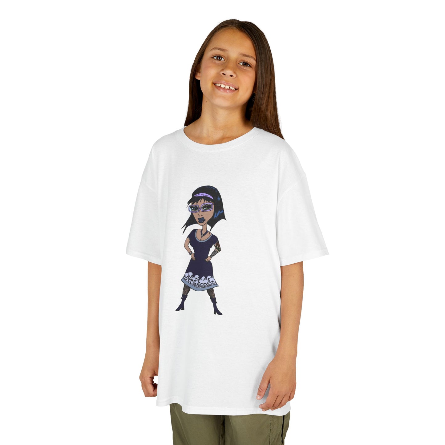 Kids Tee — Vintage Gothic Girl Cartoon Graphic Tee for Children