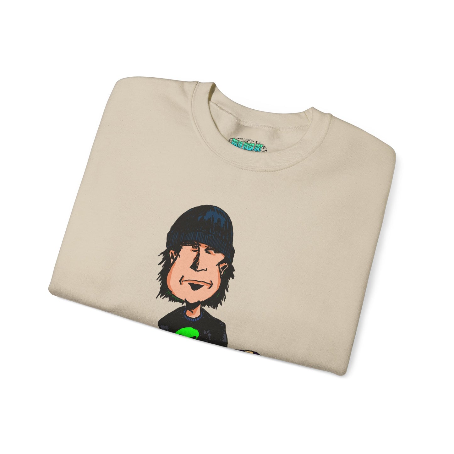 Rude Skater Dude - Cartoon Skate Punk Crewneck Sweatshirt — Retro Skateboard Character Graphic