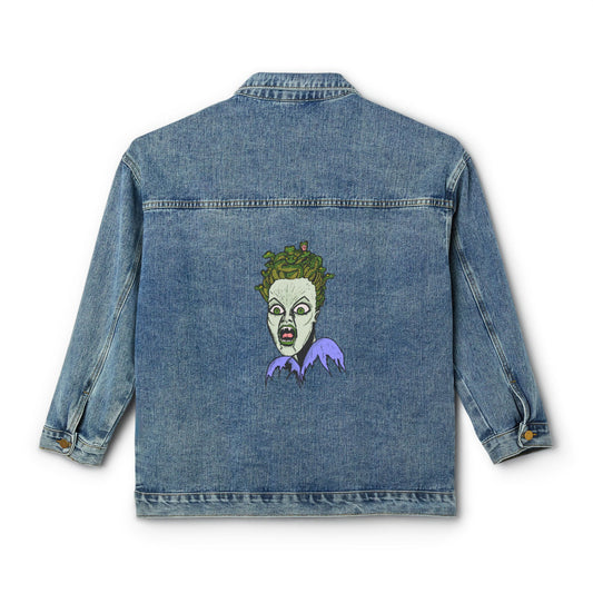 Denim Jacket — Retro Medusa Face Graphic Back Patch