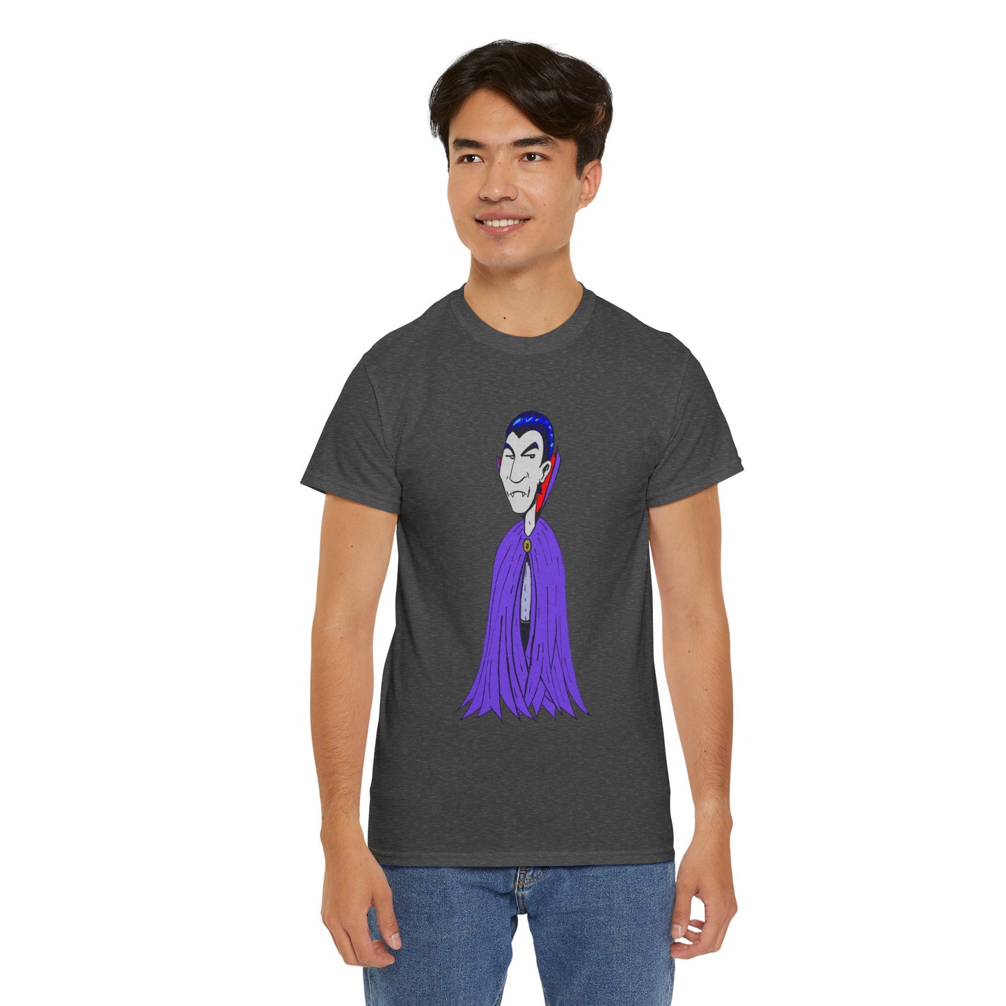 Vampire Cartoon Tee - Cute Purple Cloak Dracula Graphic T-Shirt