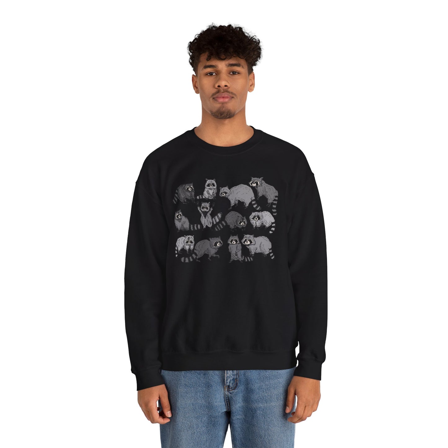 Playful Raccoon Crewneck Sweatshirt - Unisex Heavy Blend