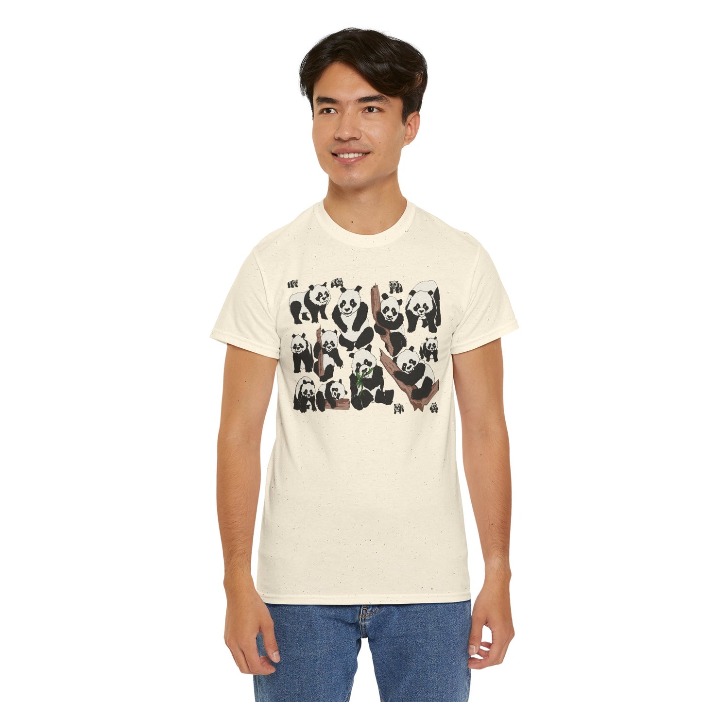Cute Panda Design Unisex Heavy Cotton Tee | Animal Lover Gift, Casual Wear, Eco-Friendly Apparel, Nature Enthusiast Clothing
