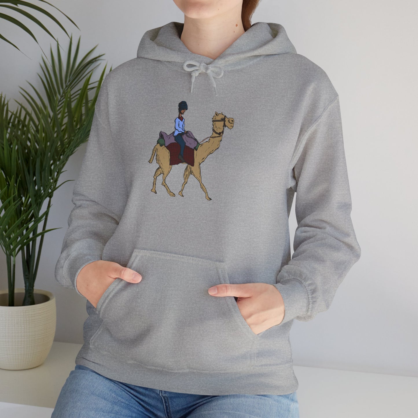 Camel Ride Hoodie, Cozy Unisex Pullover Sweatshirt, Fun Animal Lover Gift, Perfect for Travel & Adventure Enthusiasts