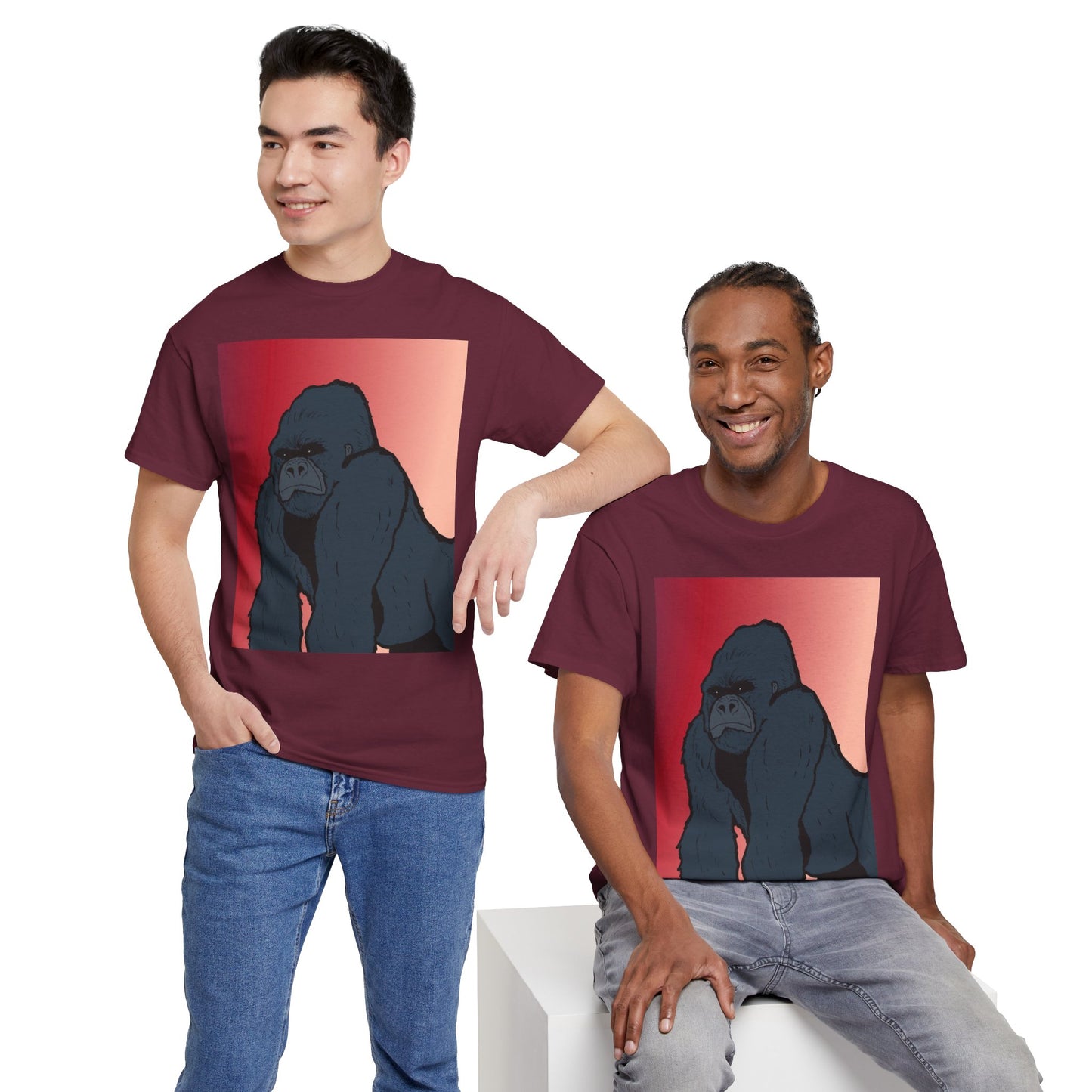 Gorilla Graphic Tee — Vintage Sunset Primate Illustration Shirt