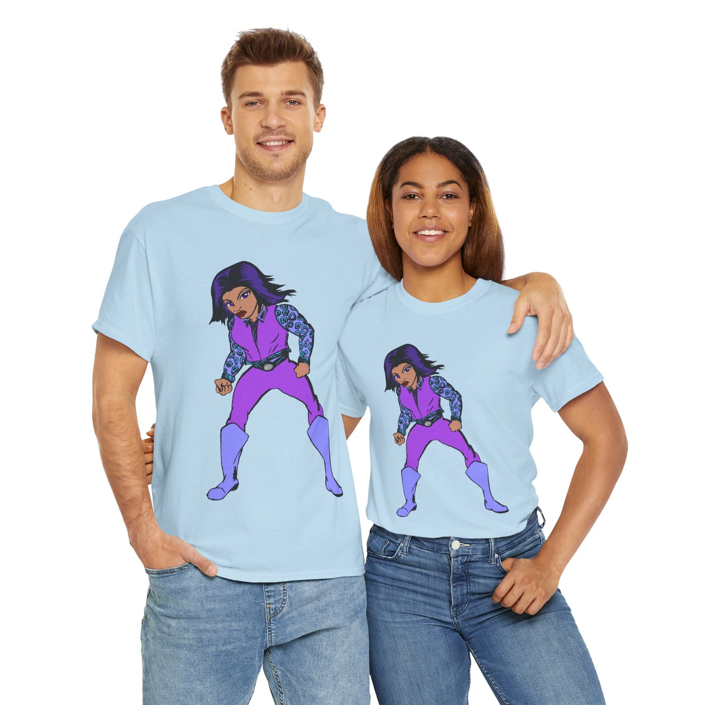 Retro Cartoon Hero Woman Character Unisex Heavy Cotton Tee, Vintage Graphic Tee, Fun T-Shirt, Gift for Fans, Casual Wear, Everyday Tee