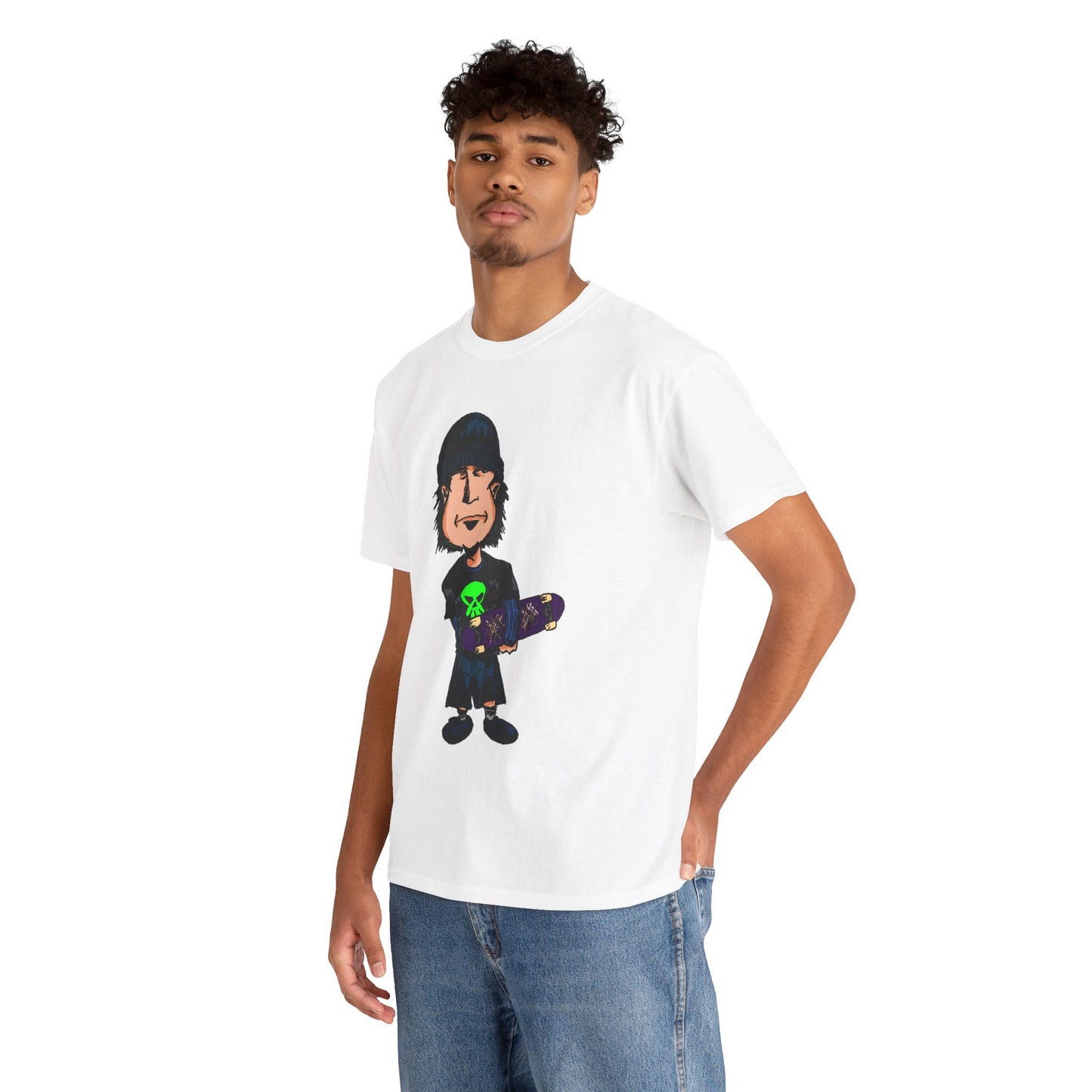Rude Skater Dude - Skate Punk Cartoon Tee – Boy with Skateboard Graphic Shirt