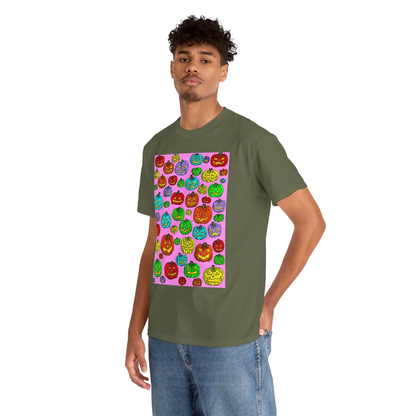 Colorful Pumpkin Graphic Tee, Unisex Cotton T-Shirt, Halloween Costume, Fall Apparel, Trendy Graphic Shirt, Casual Wear