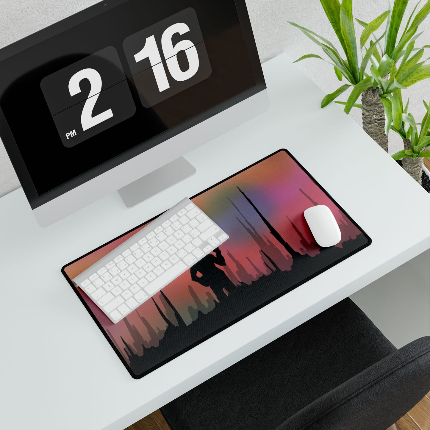 Galactic Silhouette Desk Mat and Car Playing Mat — Sci‑Fi Sunset Gaming Mouse Pad