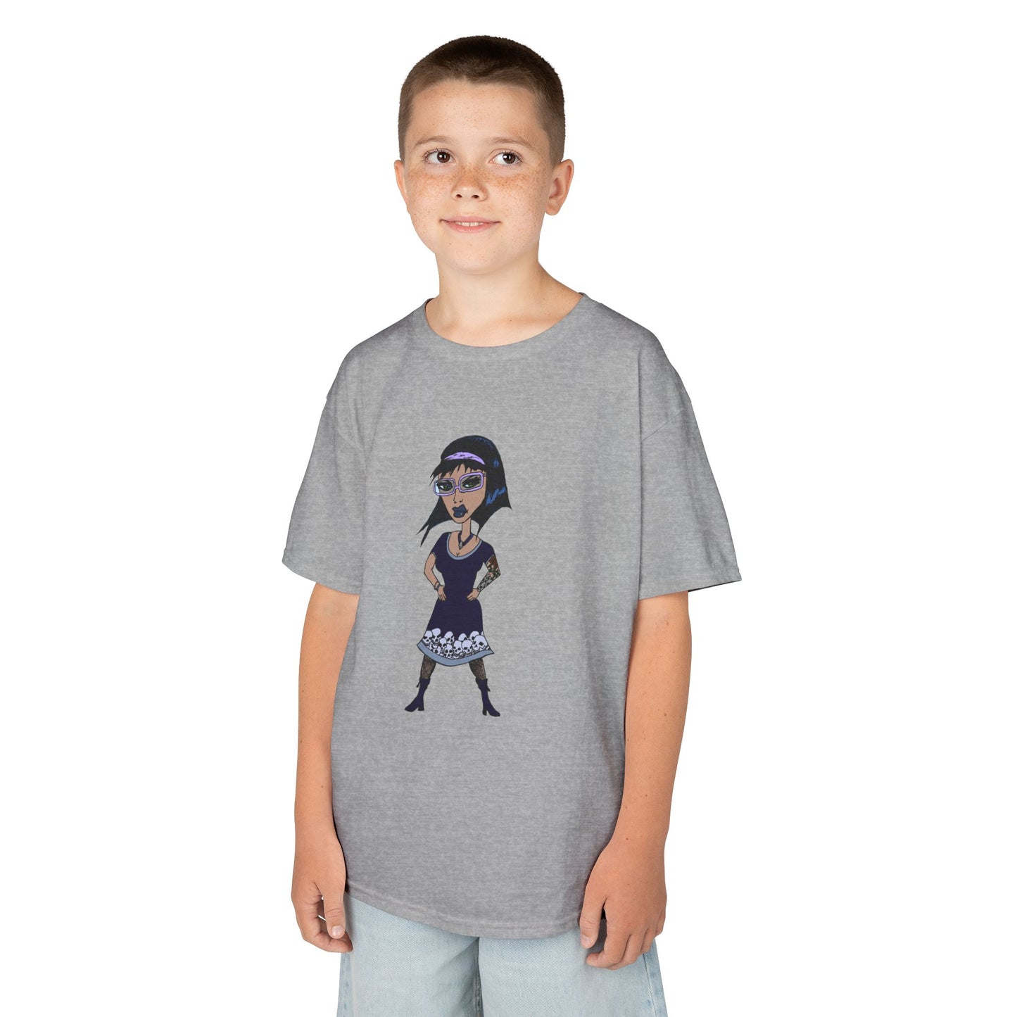 Kids Tee — Vintage Gothic Girl Cartoon Graphic Tee for Children
