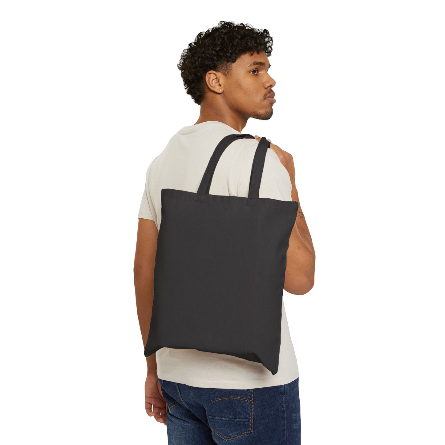 Giving a Flying Eff Tote Bag — Playful Retro Man Jumping Illustration Cotton Canvas Tote