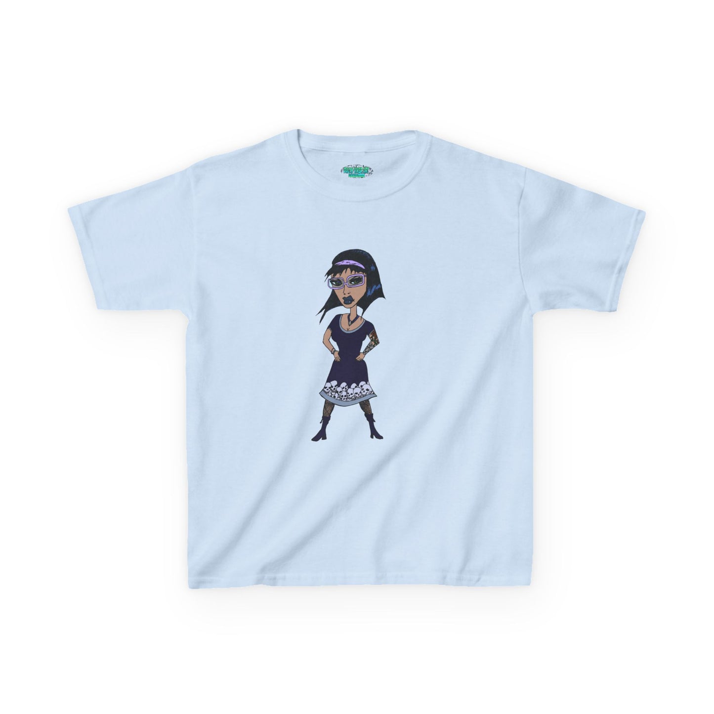 Kids Tee — Vintage Gothic Girl Cartoon Graphic Tee for Children