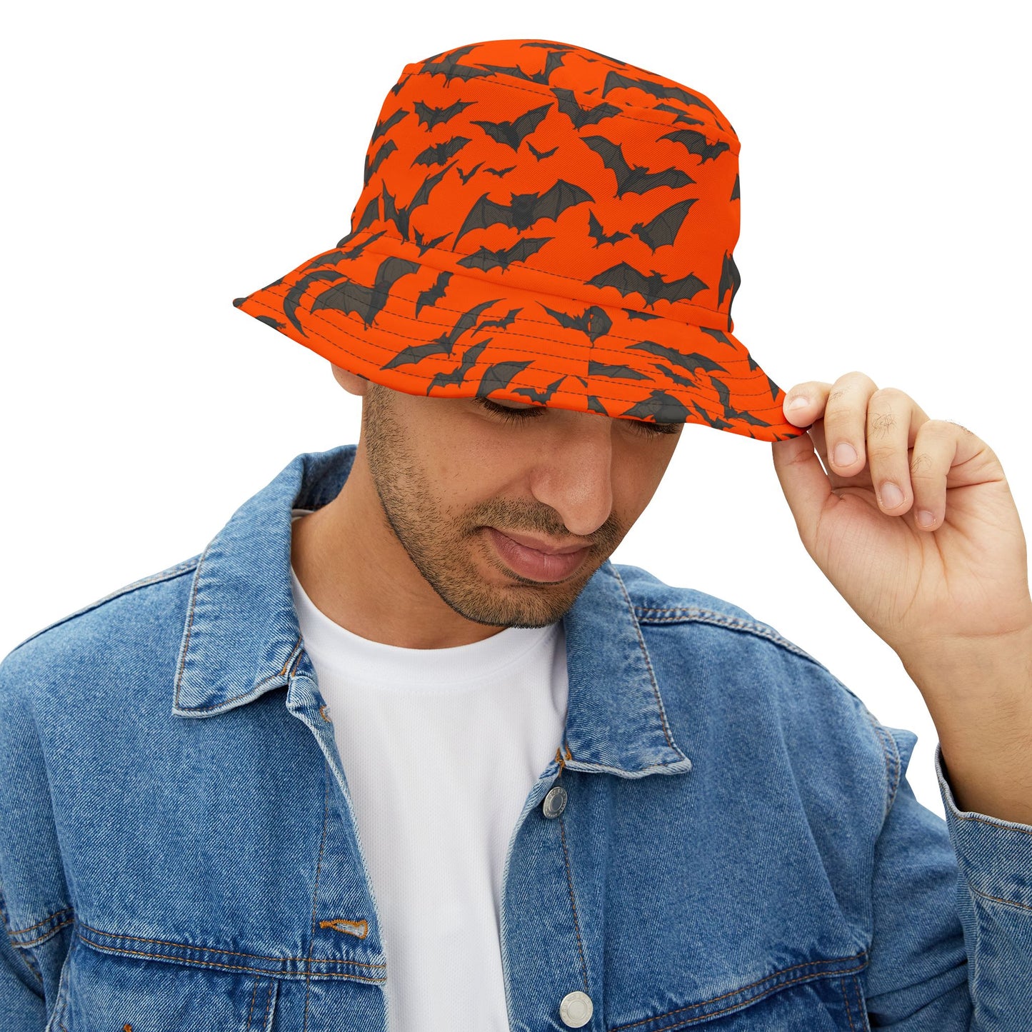Halloween Bat Print Bucket Hat, Unisex Fashion Accessory, Perfect for Costumes and Fall Outings