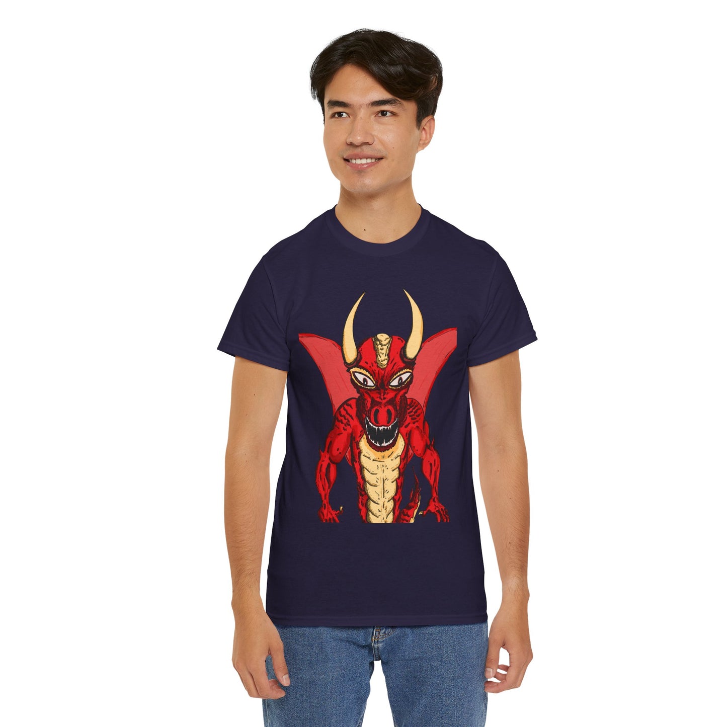 Bold Red Dragon Unisex Heavy Cotton Tee | Graphic Shirt for Anime Fans, Party Wear, Casual Outfit, Gift for Him/Her