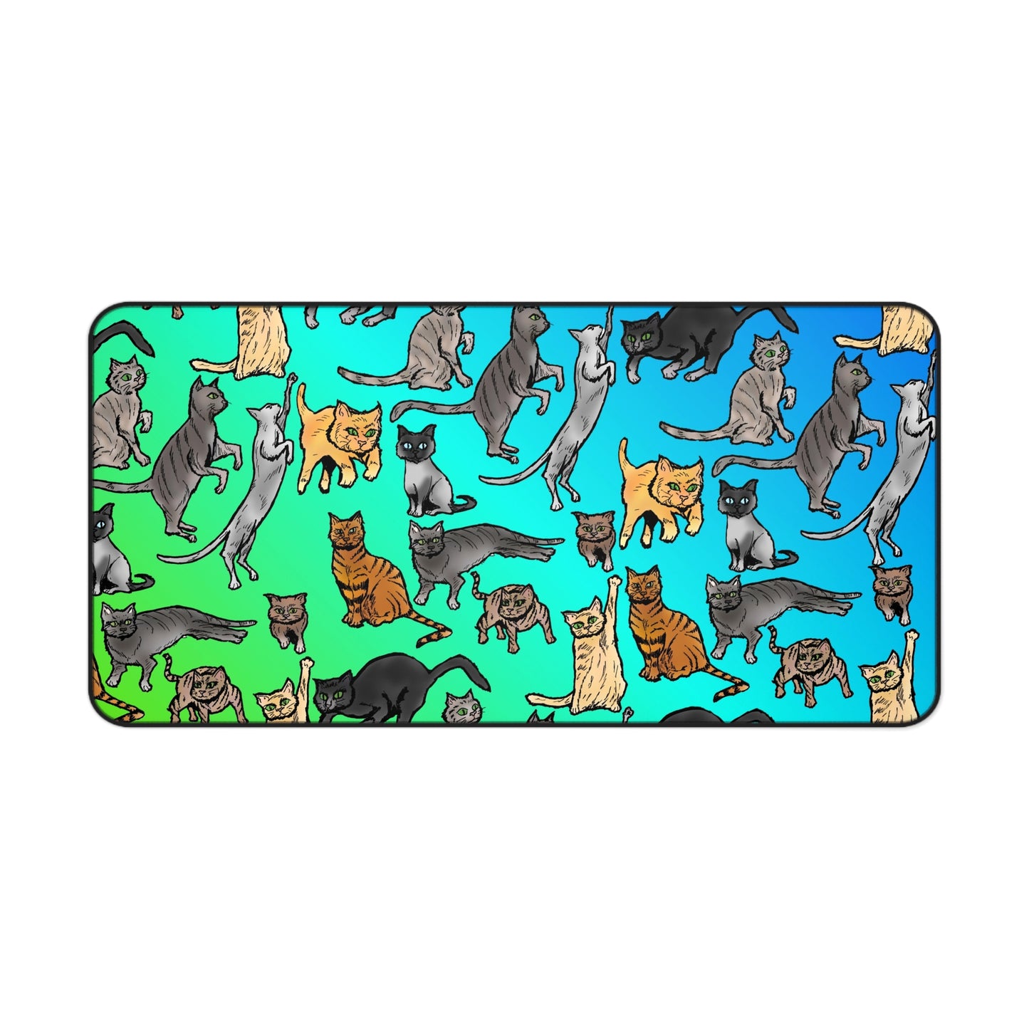 Desk Mat — Colorful Cat Pattern Mouse Pad for Home Office