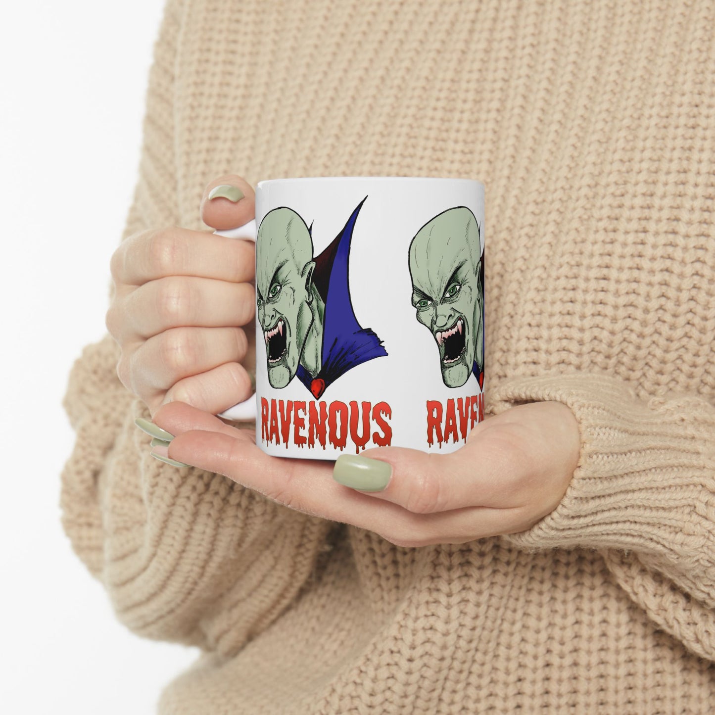 Vampire Mug, Ravenous Bloodthirsty Creature Horror Gothic 11oz/15oz Ceramic Mug