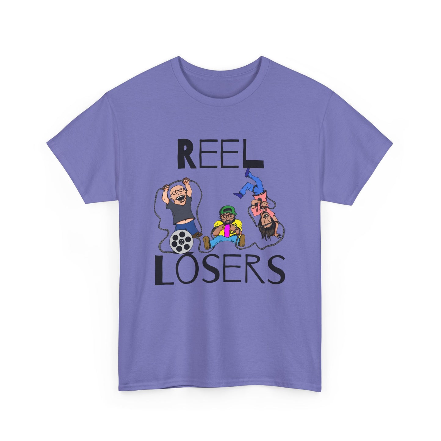 Reel Losers Podcast Unisex Heavy Cotton Tee, Funny Graphic Shirt, Casual Everyday Wear, Gift for Movie Lovers, Humor T-Shirt