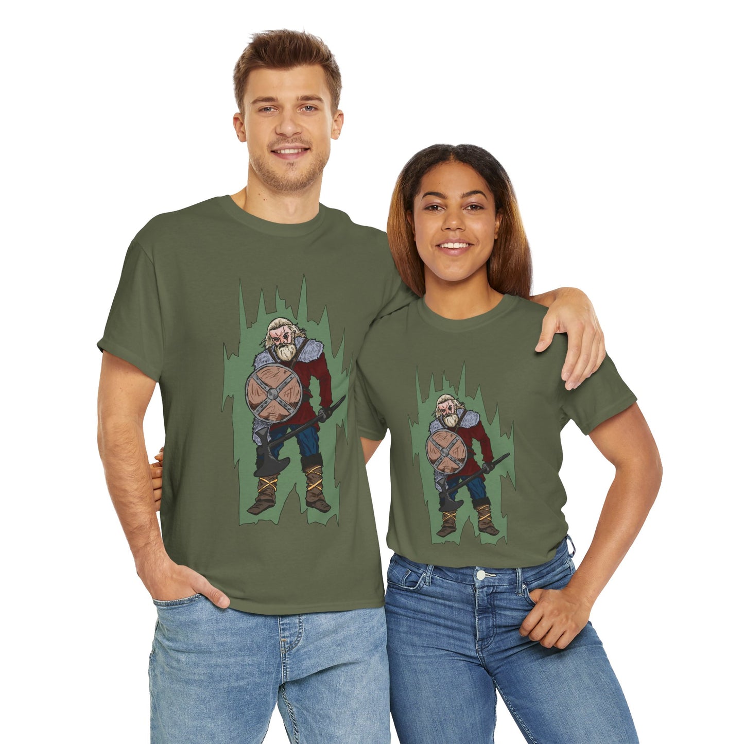 Epic Warrior Graphic Tee, Unisex Heavy Cotton Shirt, Casual Wear, Gamer Gift, Medieval Art Clothing, Battle Theme Fashion