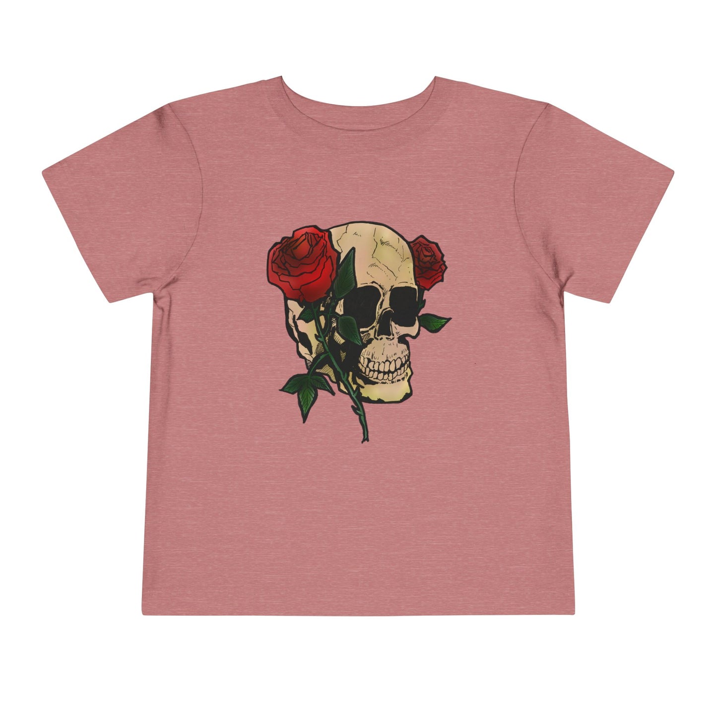 Toddler Tee — Skull with Red Roses Graphic