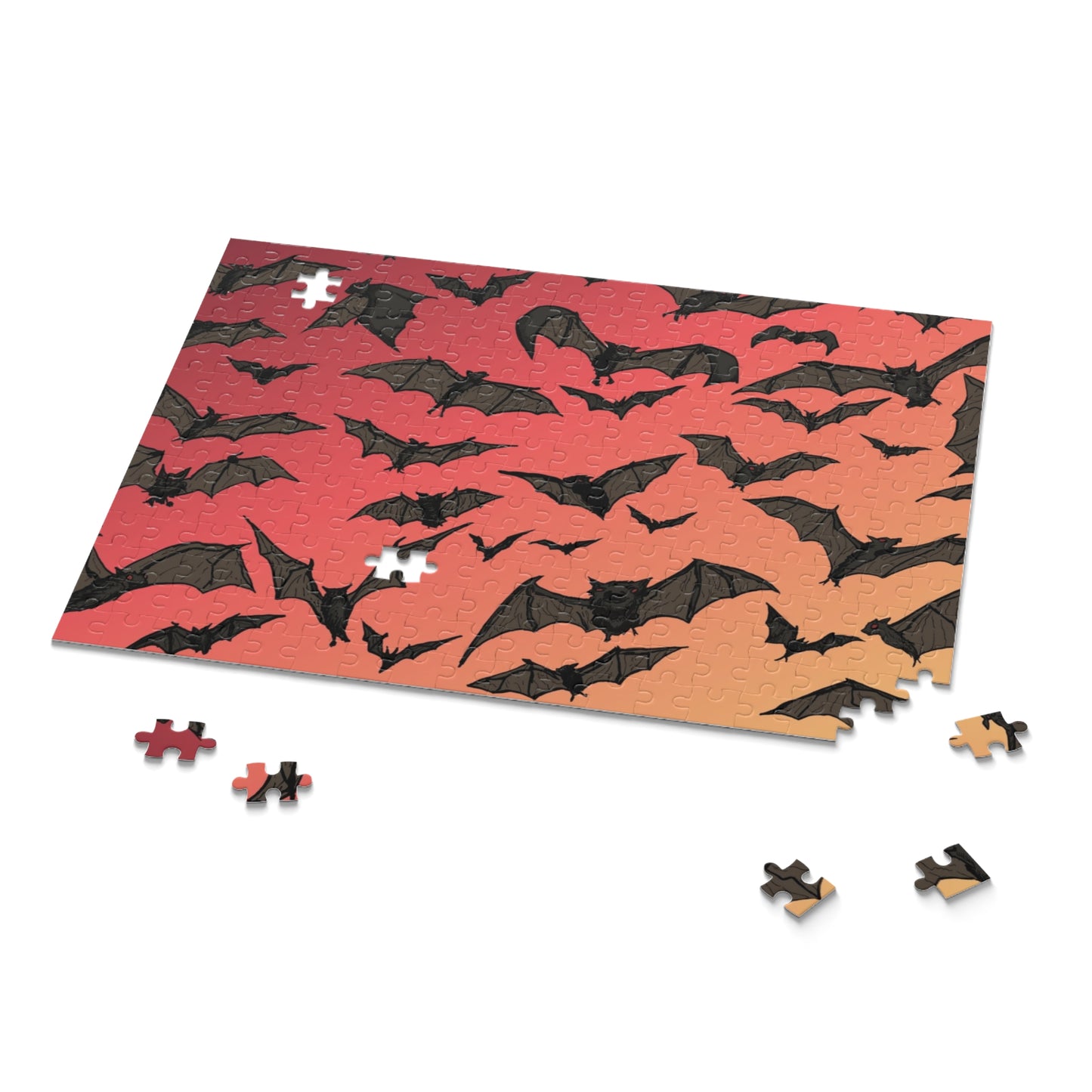 Bat Swarm Gradient Puzzle — 120/252/500-Piece Halloween Jigsaw
