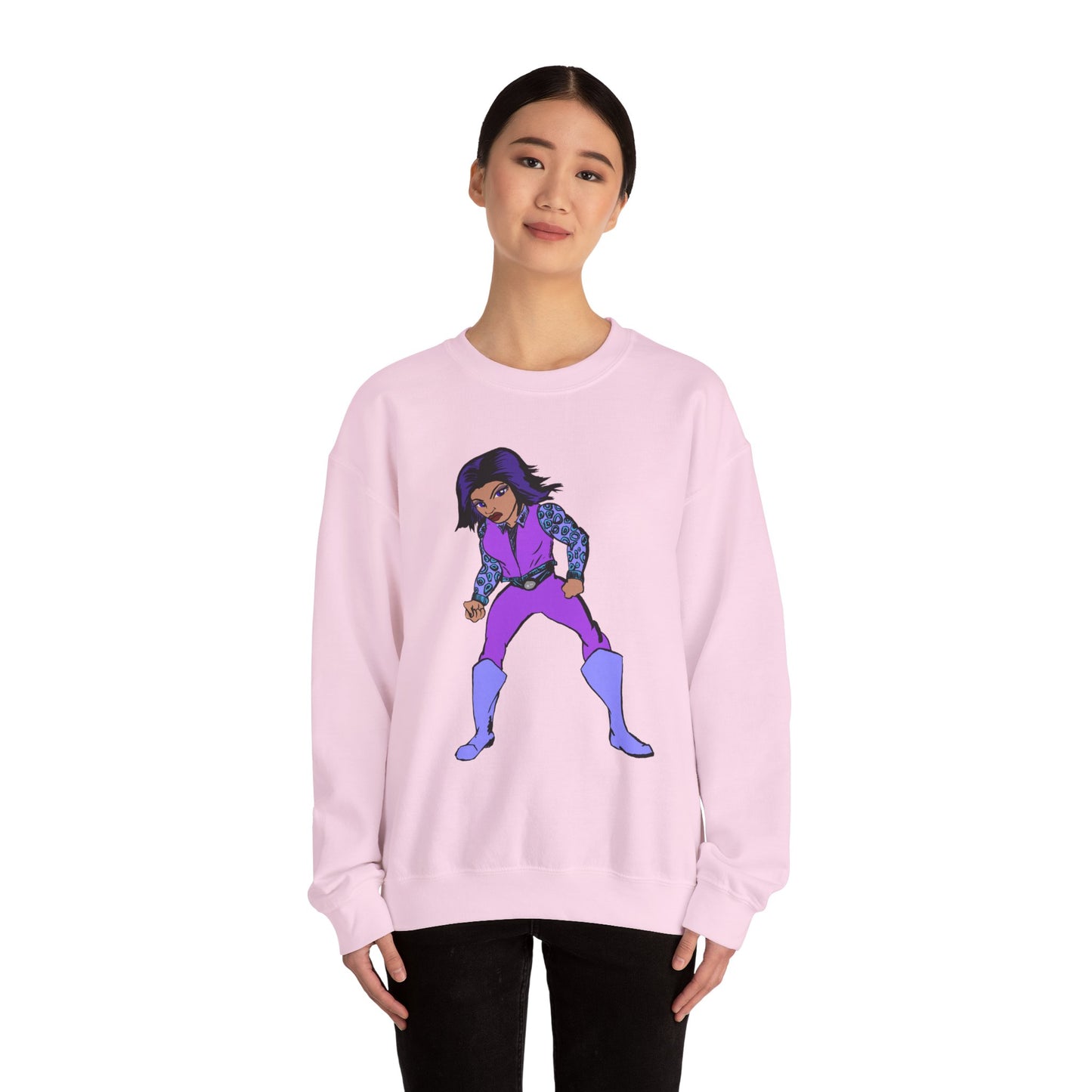 Vintage Retro Hero Crewneck Sweatshirt with Bold Graphic Design