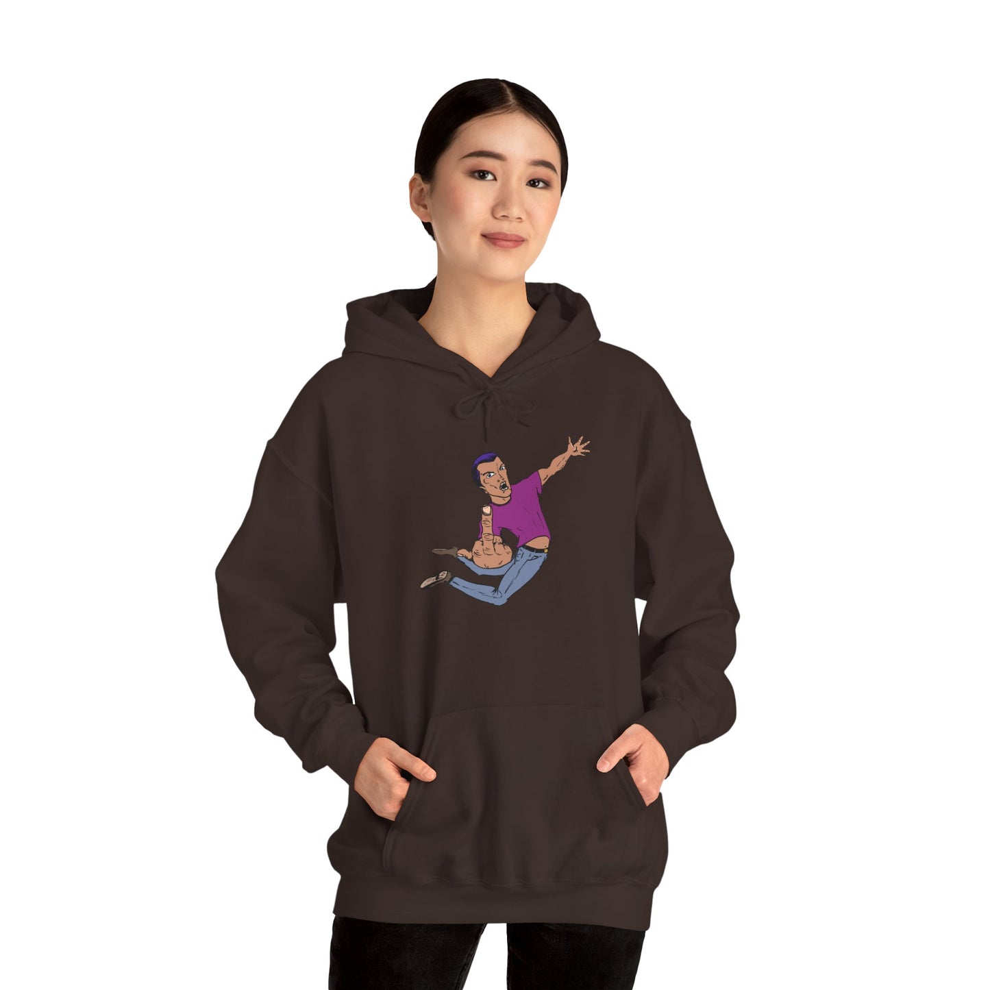 Funny Flying Eff Unisex Hooded Sweatshirt with Cartoon Design, Casual Hoodie, Gift for Friends, Birthday Gift, Loungewear