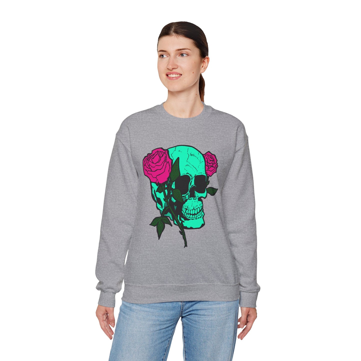 Skull and Roses Crewneck Sweatshirt for Trendsetters