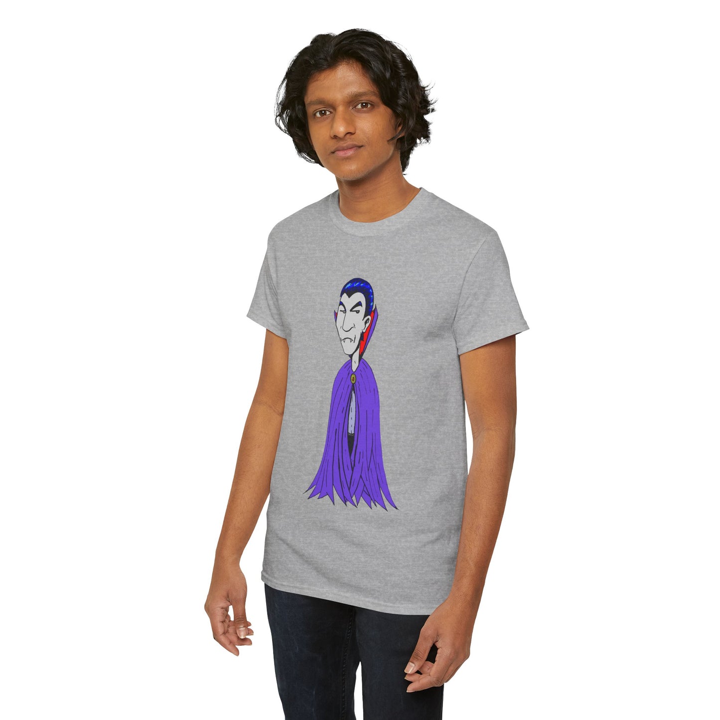 Vampire Cartoon Tee - Cute Purple Cloak Dracula Graphic T-Shirt