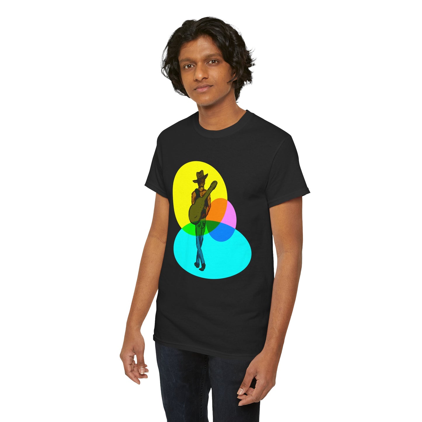Cowboy Guitar Tee — Colorful Music T‑Shirt