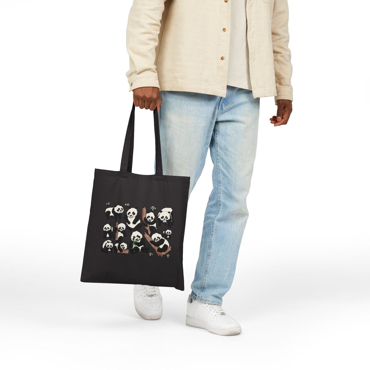 Panda Collage Cotton Canvas Tote Bag – Cute Eco-Friendly Grocery & Everyday Shopper