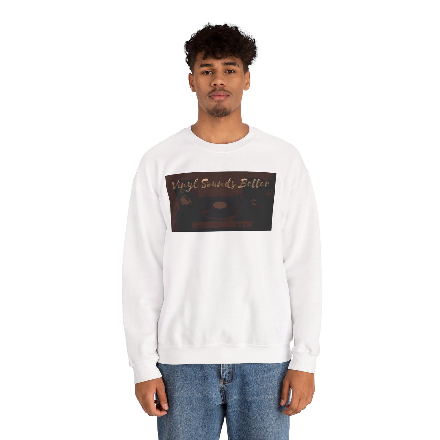 Crewneck Sweatshirt — "Vinyl Sounds Better" Retro Record Graphic