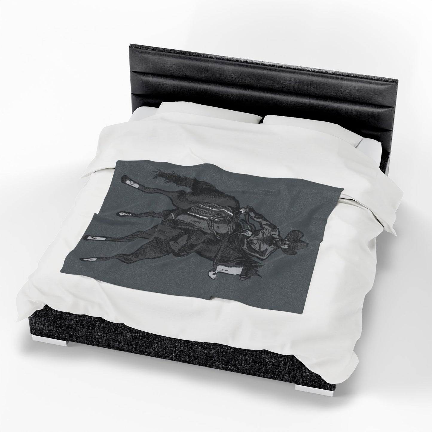 Cowboy Horse Velveteen Plush Blanket – Western Rodeo Throw for Horse Lovers