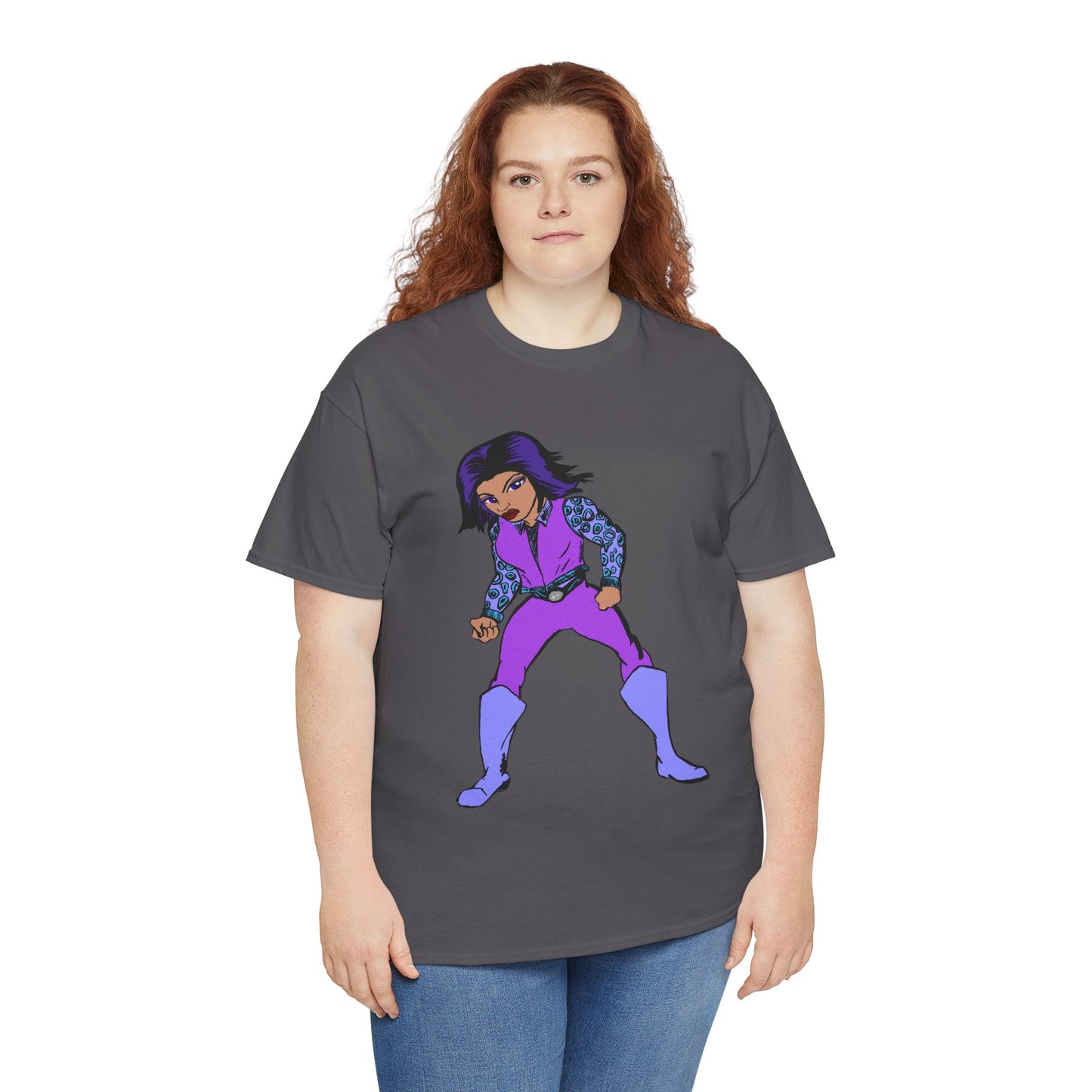 Retro Cartoon Hero Woman Character Unisex Heavy Cotton Tee, Vintage Graphic Tee, Fun T-Shirt, Gift for Fans, Casual Wear, Everyday Tee
