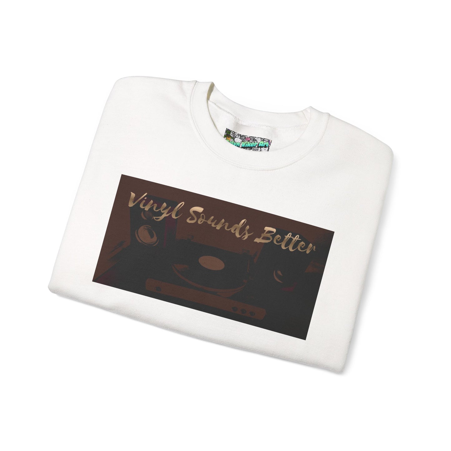 Crewneck Sweatshirt — "Vinyl Sounds Better" Retro Record Graphic