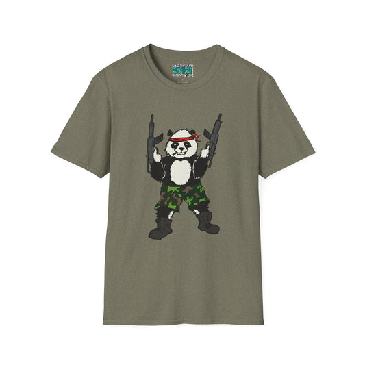 T-Shirt - Panda Guns Military Mercenary Bad Ass Weapons Bamboo