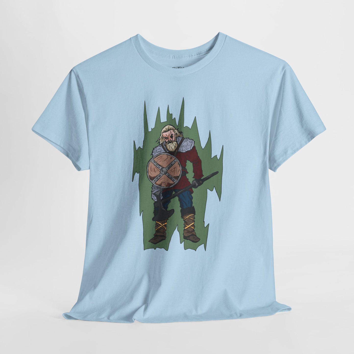Epic Warrior Graphic Tee, Unisex Heavy Cotton Shirt, Casual Wear, Gamer Gift, Medieval Art Clothing, Battle Theme Fashion