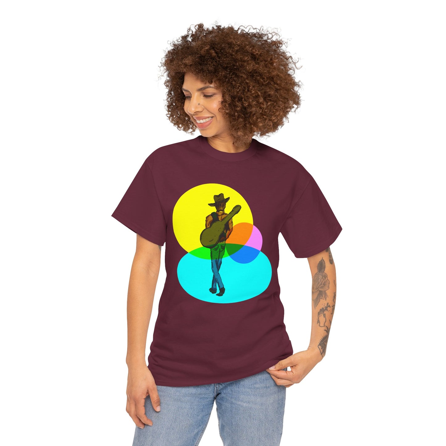 Cowboy Guitar Tee — Colorful Music T‑Shirt