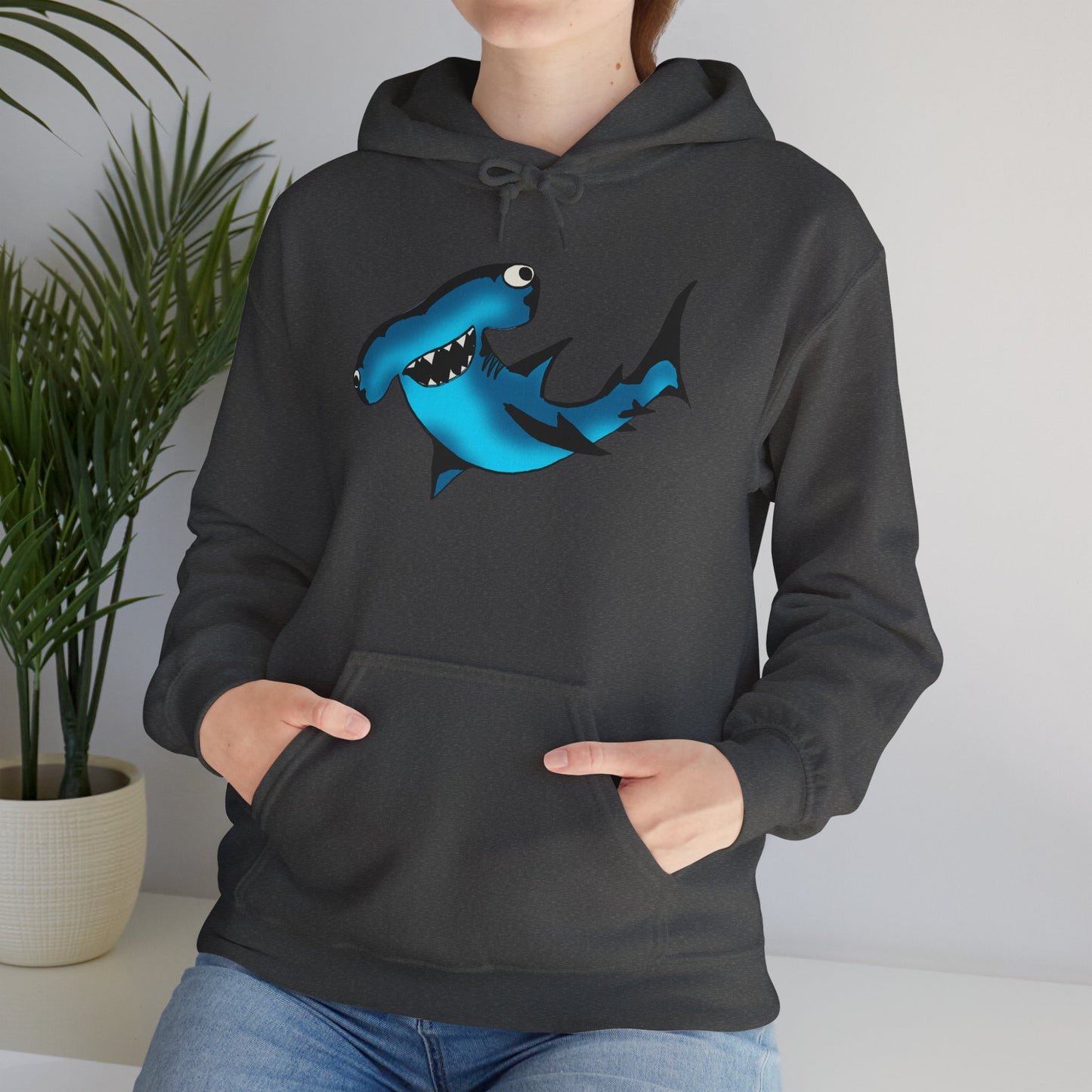 Harley Hammerhead Shark Design Unisex Hooded Sweatshirt, Funny Gift for Ocean Lovers, Casual Wear, Beach Days, Unique Apparel, Birthday Present