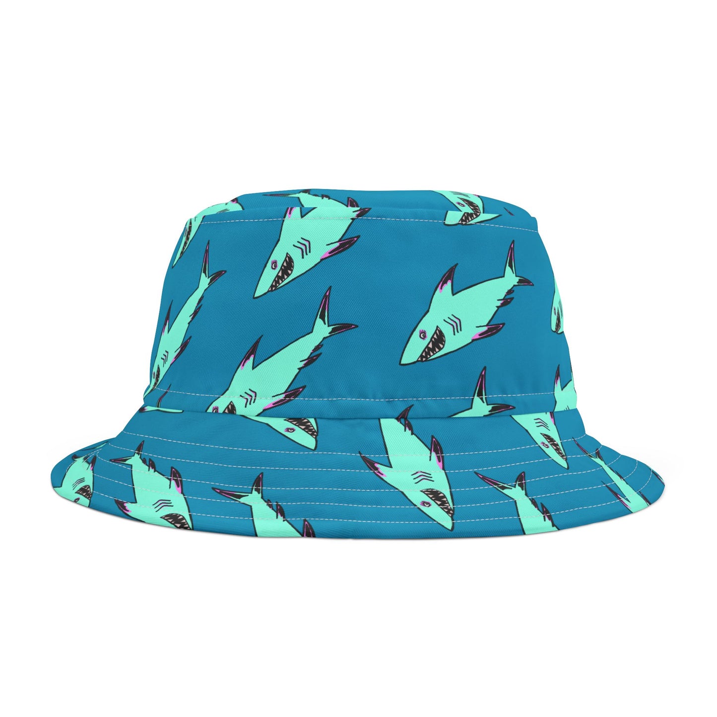 Shark-Print Bucket Hat, Fun Summer Hat, Beach Accessory, Vacation Gear, Gift for Ocean Lovers, Trendy Headwear