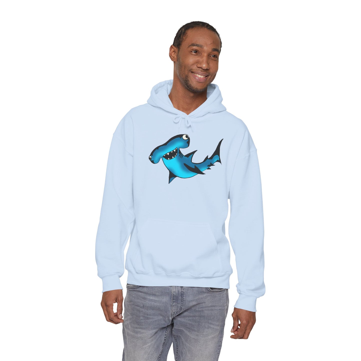Harley Hammerhead Shark Design Unisex Hooded Sweatshirt, Funny Gift for Ocean Lovers, Casual Wear, Beach Days, Unique Apparel, Birthday Present