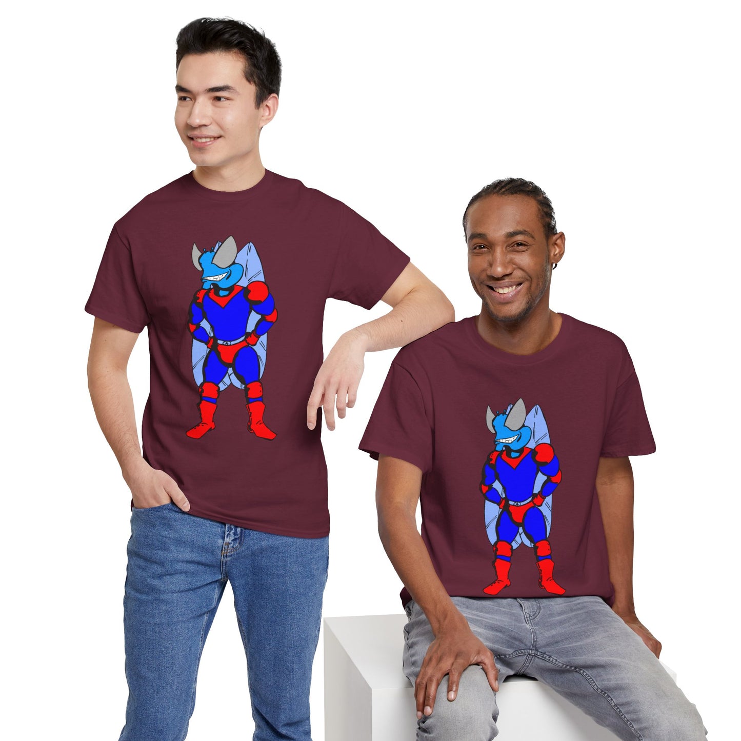 Astro-Fly Hero Graphic Tee - Blue & Red Superhero T-Shirt