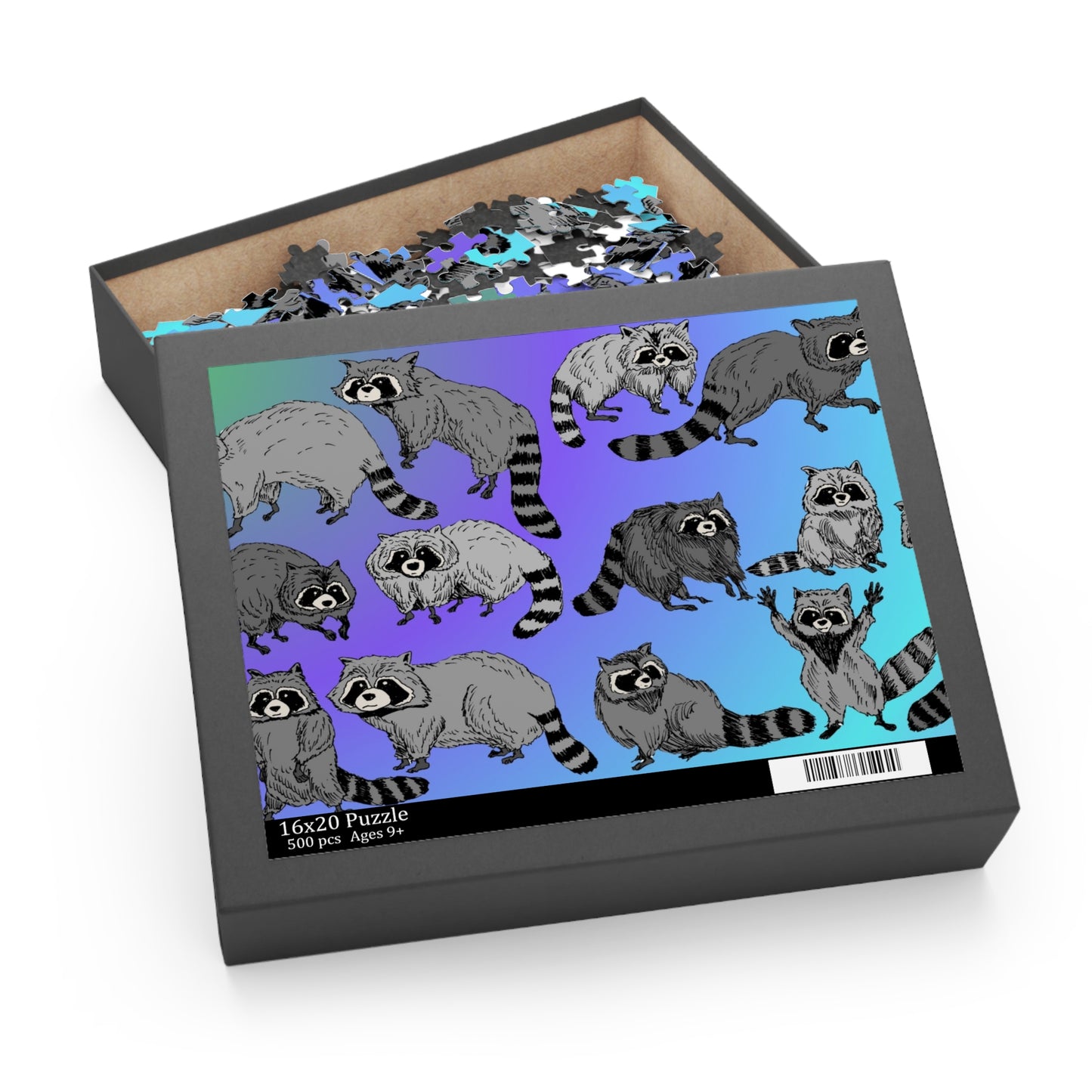 Raccoon Pattern Puzzle — Cute Raccoon Jigsaw (120/252/500 Piece)