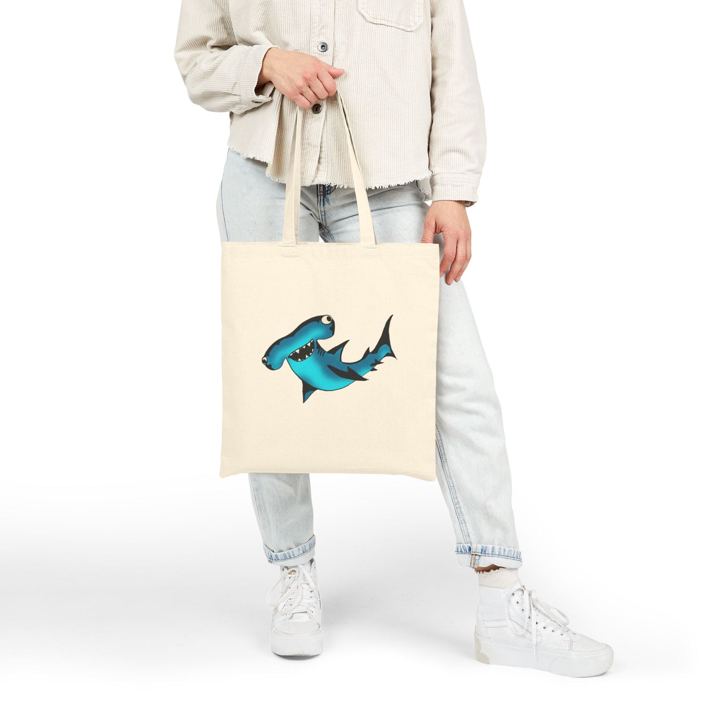 Harley Hammerhead Shark Canvas Tote Bag – Cute Ocean Animal Beach Market Bag