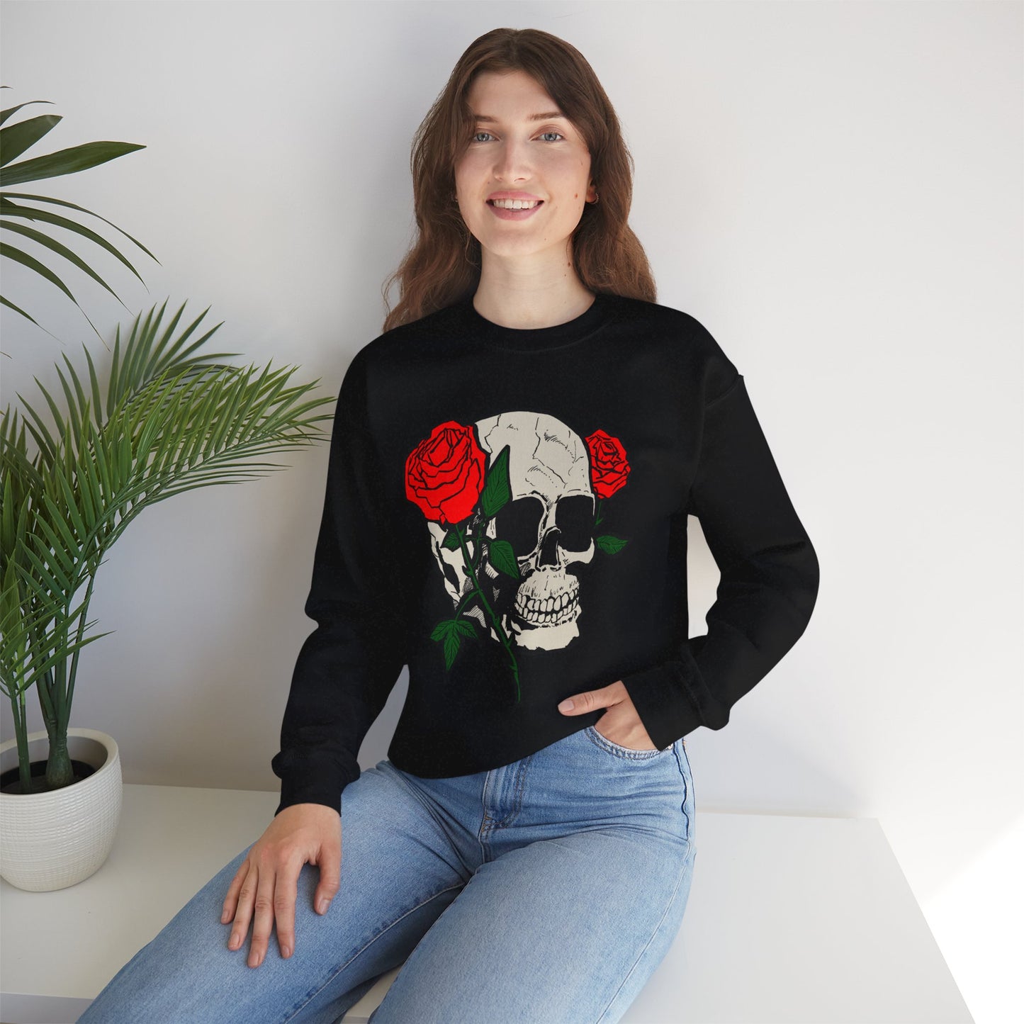 Skull and Roses Crewneck Sweatshirt