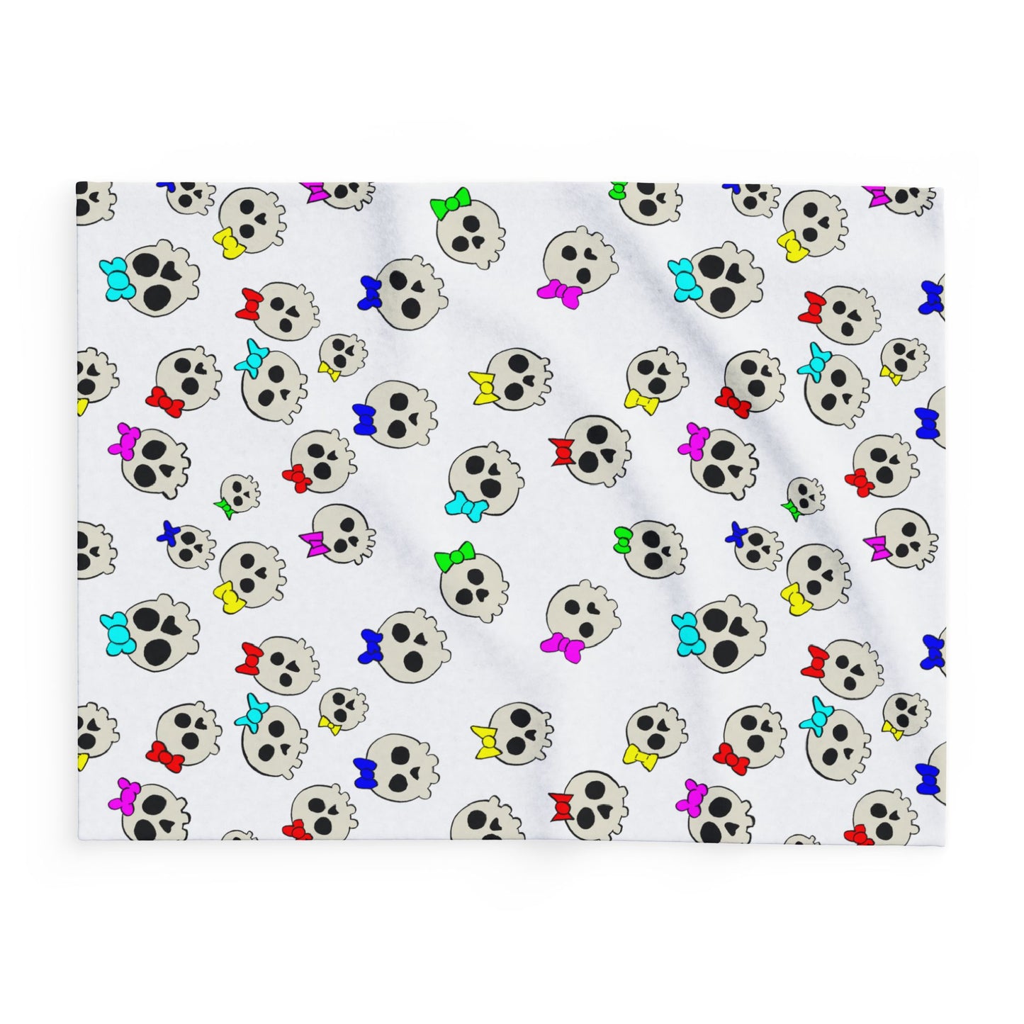 Delightfully Cute Skulls - White - Arctic Fleece Blanket