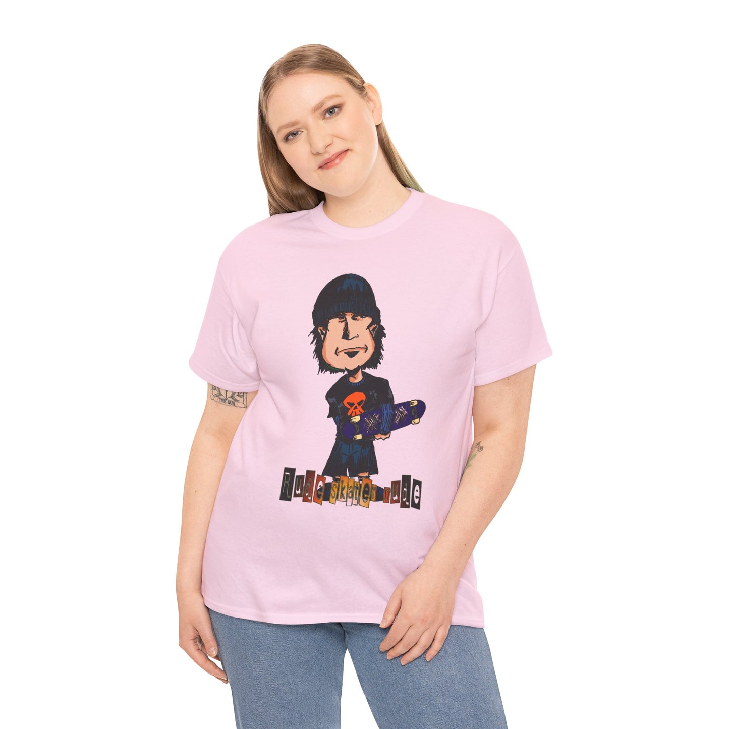 Rude Skater Dude Cartoon Skate Punk T-Shirt — Skateboarding Tee with Skull Design
