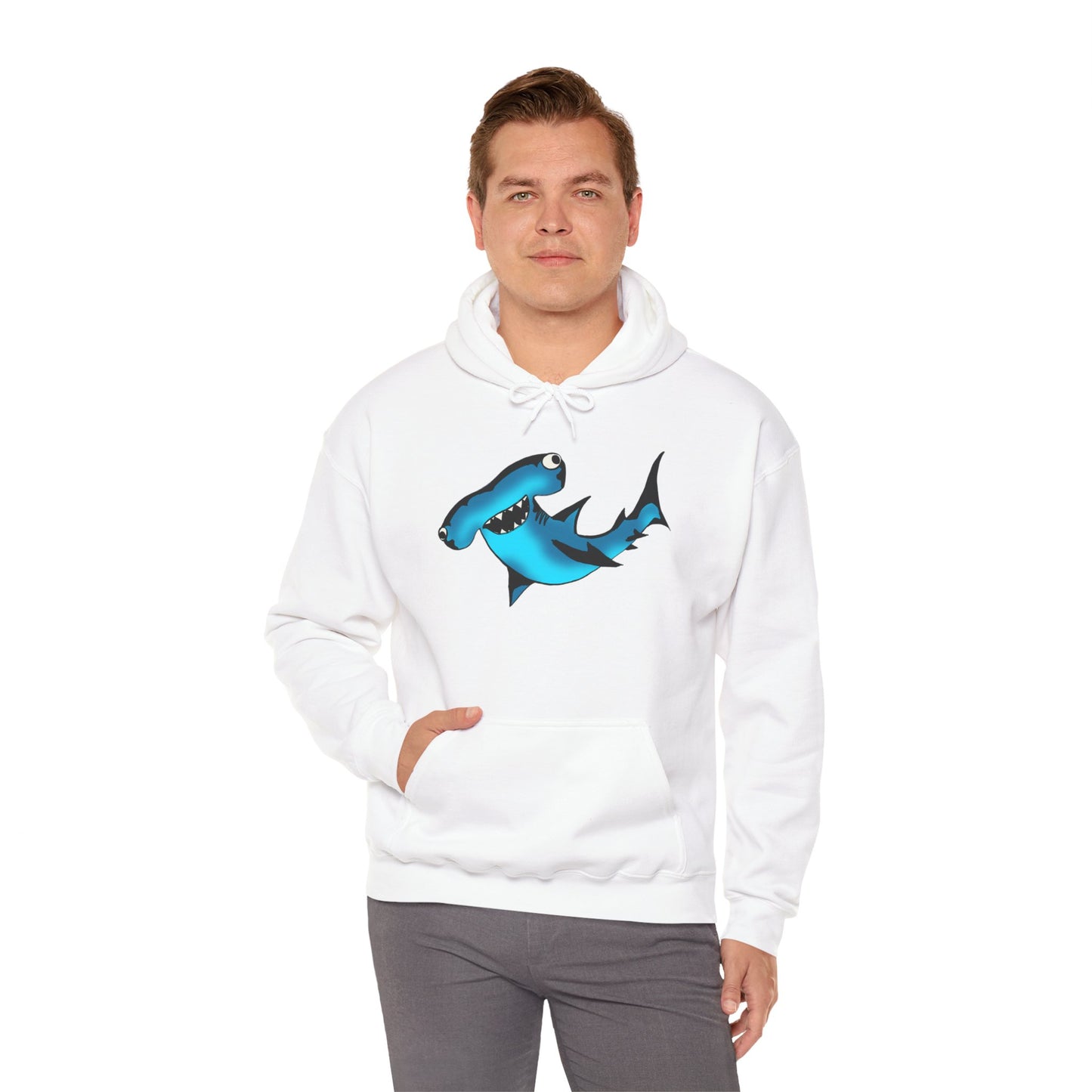 Harley Hammerhead Shark Design Unisex Hooded Sweatshirt, Funny Gift for Ocean Lovers, Casual Wear, Beach Days, Unique Apparel, Birthday Present
