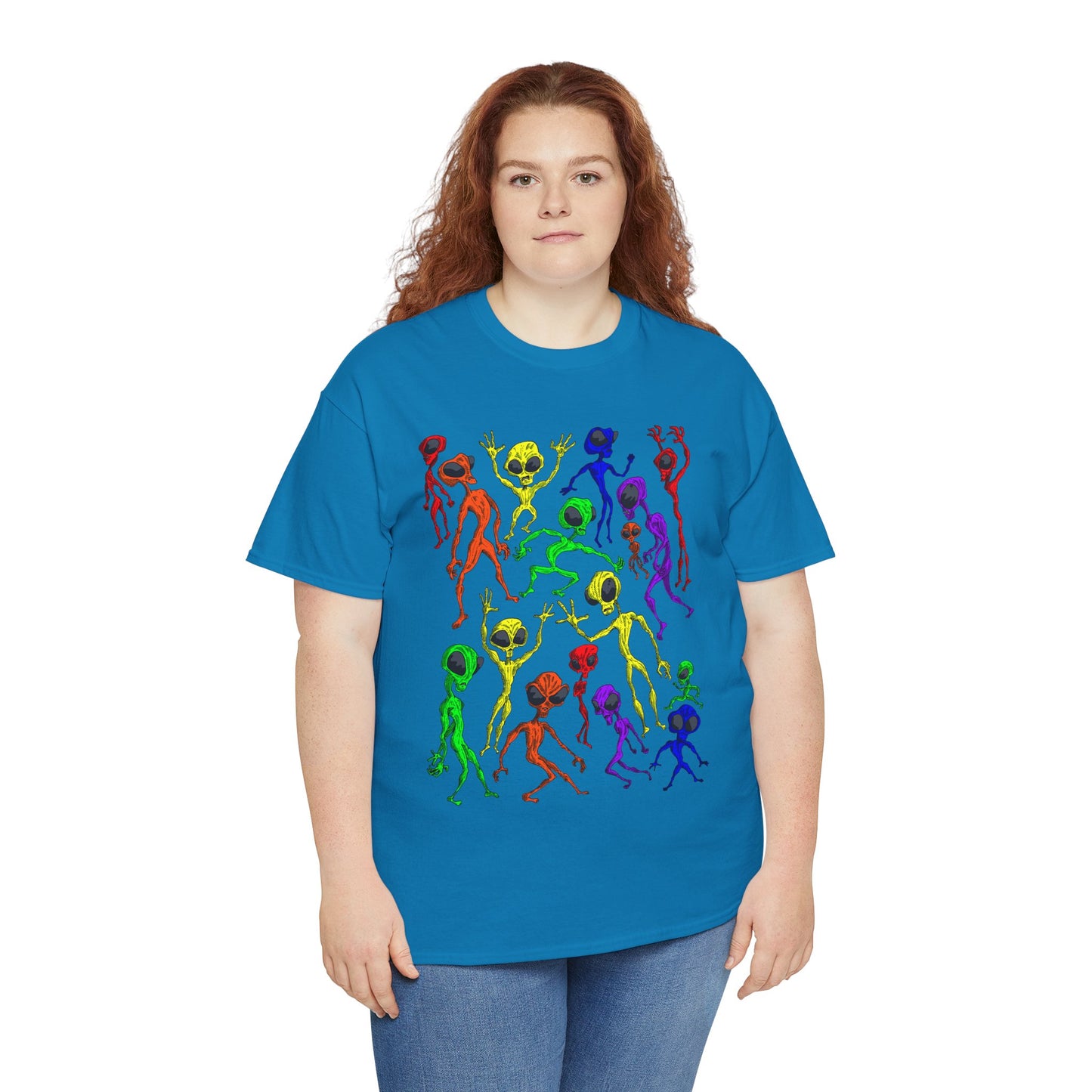Rainbow Alien Dance Party Unisex Tee - Cosmic Sci-Fi Shirt